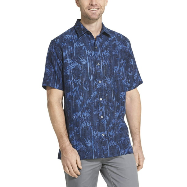 Van Heusen Mens Big and Tall Air Tropical Short Sleeve Button Down Poly Rayon Shirt